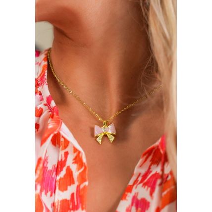 Gold Bow Knot Rhinestone Plated Choker Necklace