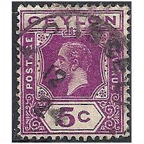 Ceylon 1912 SG303 5c Purple Fine Used . ..