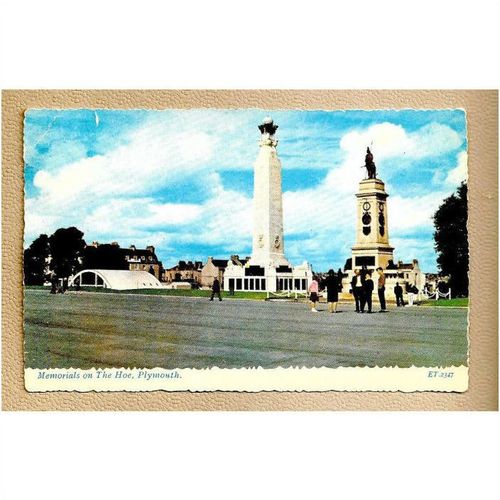 Valentines postcard Devon, Plymouth Hoe Memorials animated, pu 1964