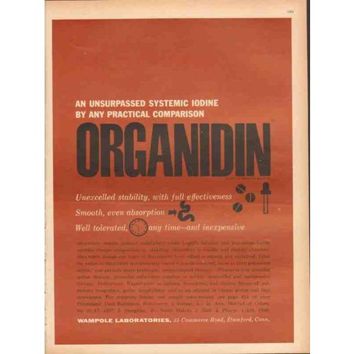 wampole laboratories 1959 organidin systemic iodine medical vintage ad