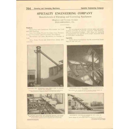 specialty engineering company 1916 elevating conveying vintage catalog