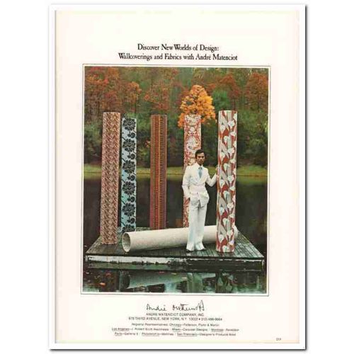 andre matenciot company 1976 new worlds wallpaper fabrics vintage ad