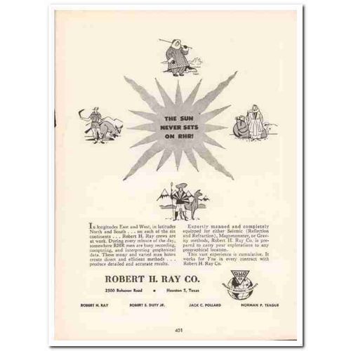 robert h ray company 1958 sun sets seismic exploration oil vintage ad