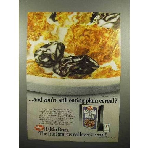 1977 Post Raisin Bran Cereal Ad - Still Eating Plain?
