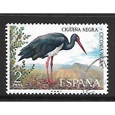 SPAIN 1973 SPANISH FAUNA BIRDS 2p BLACK STORK SG2193 FINE USED#