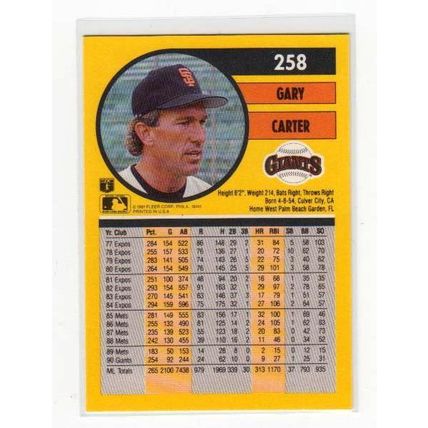 1991 Fleer Gary Carter baseball card #258