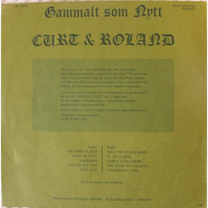 Curt & Roland – Gammalt Som Nytt (ECLP129) 1972 (LP)