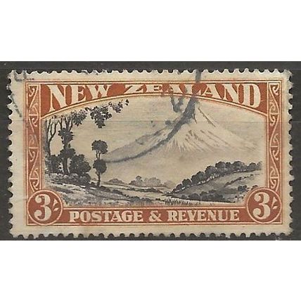 New Zealand 1936 SG590 3/- Chocolate & Yellow-Brown Fine Used ..