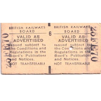 CHELTENHAM SPA - GLOUCESTER 1970 British Railways Board Ticket BRB 9916