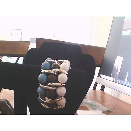 TURQUOISE BROWN WHITECOLOR 3 ROW STRETCH BEADED BRACELET