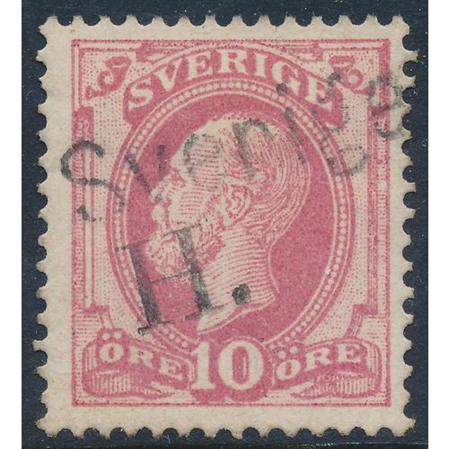 Sweden Facit 45b/Scott 45, 10ö rose Oscar II F-VF U, Danish Fra SVERIGE H cancel