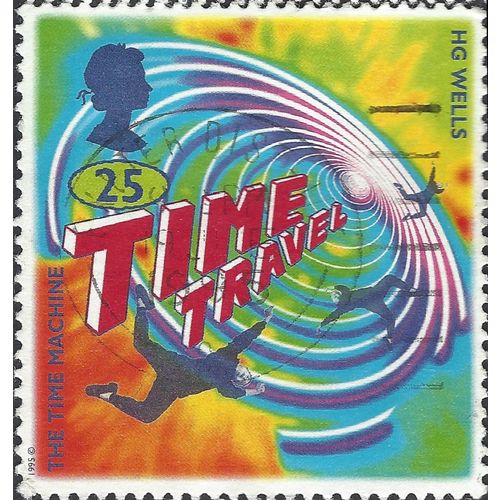 GB, Time Travel, H G Wells, blue 1995, 25p