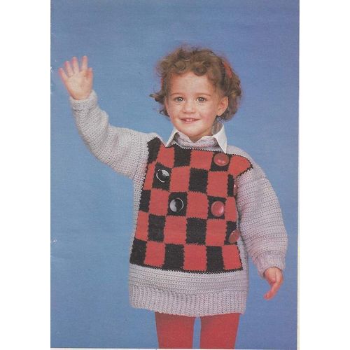 Crochet Child's PATTERN Checkerboard Pullover