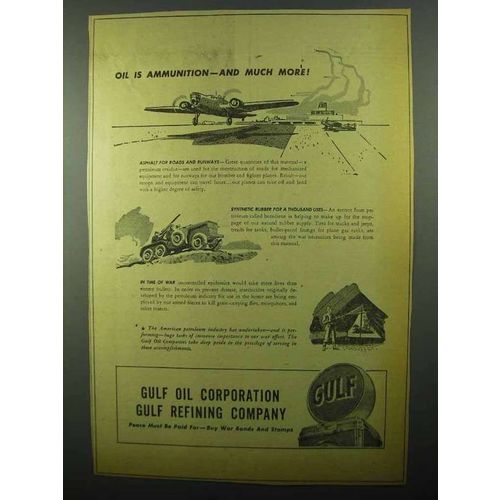 1943 Gulf Oil Ad - Oil is Ammunition And Much More