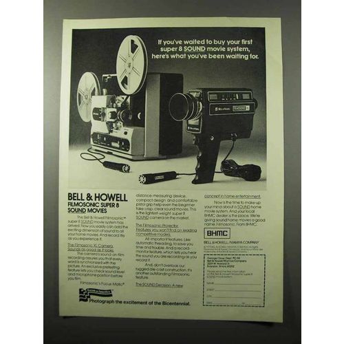 1975 Bell & Howell Filmosonic XL Movie Camera Ad