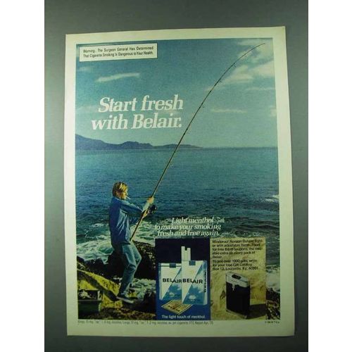 1975 Belair Cigarettes Ad - Start Fresh With Belair - Fishing