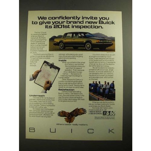 1987 Buick Century Ad - Give Its 201st Inspection