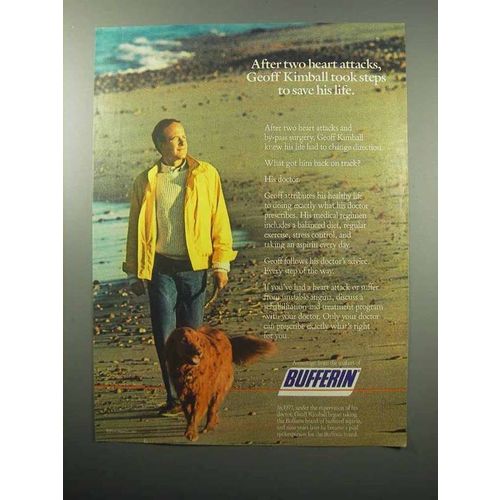 1987 Bufferin Medicine Ad - After Two Heart Attacks