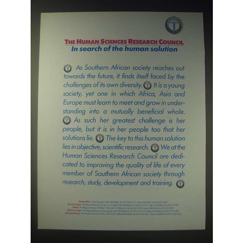 1989 The Human Sciences Research Council Ad