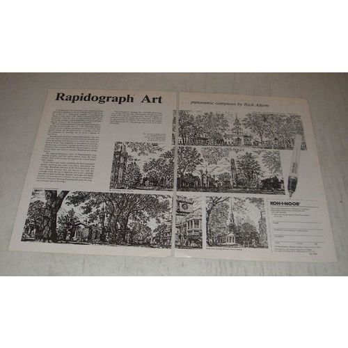 1990 Koh-i-noor Rapidograph Pens Ad - Panoramic campuses by Rich Ahern