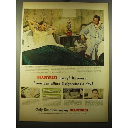 1950 Simmons Beautyrest Mattress Ad - Beautyrest luxury! It's yours!