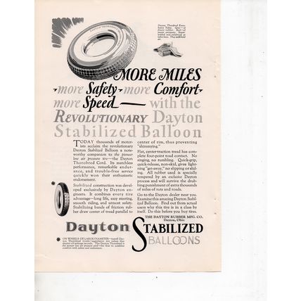 Dayton Tires vintage Print Ad August 1927