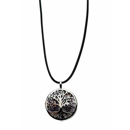 Pendant Tree Of Life Amethyst Stone In Cage 30mm On Chain
