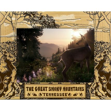 The Great Smoky Mountains Tennessee Laser Engraved Wood Picture Frame (4 x 6)