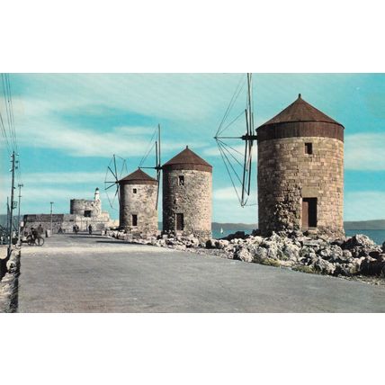 Colour Postcard - The Windmills, Rhodes, Greece