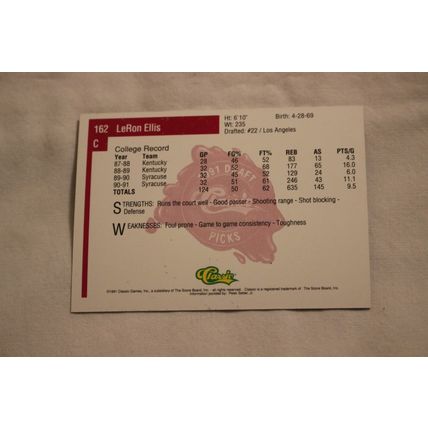LeRon Ellis 1991 Classic Four Sport NO. 162
