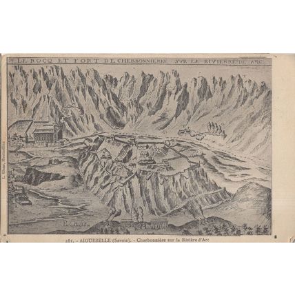 Aiguebelle Charbonniere French France Map Style Antique Postcard