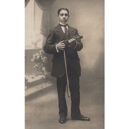 French Son Of Professor Music Violinist 1914 WW1 Old Postcard