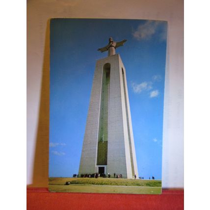 MONUMENT TO CHRIST, ALMADA, PORTUGAL.. used vintage postcard 1971 pm #