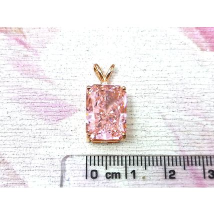 8ct Pink Cubic Zirconia Radiant Cut Pendant 14k Rose Gold Overlay 925 Silver