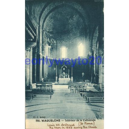 Maguelone, Interieur de la Cathedral, France, Postcard, 1900/10s
