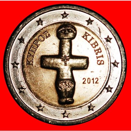 Ⰶ GREECE (2008-2024): CYPRUS ★ 2 EURO 2012 MINT LUSTRE! ★LOW START★NO RESERVE
