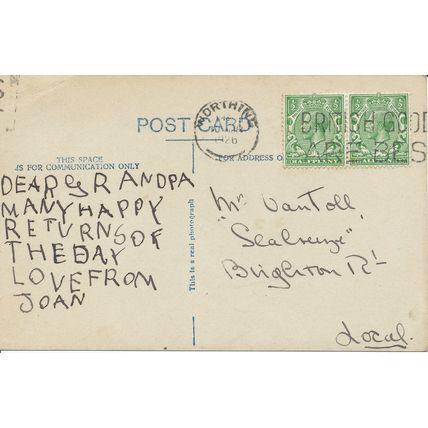 PC21924 Greeting Postcard. A Glad Birthday. RP. 1926