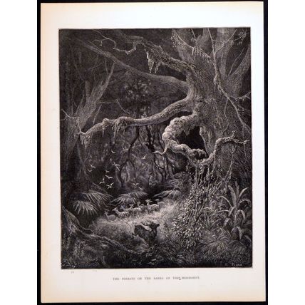 FORESTS ON THE BANKS OF THE MISSISSIPPI 1885 Gustave Doré ANTIQUE ENGRAVING