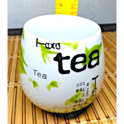Konitz Tea Drinking Mug Leaves Word Tea All Over Porcelain Mug Made In Thailand