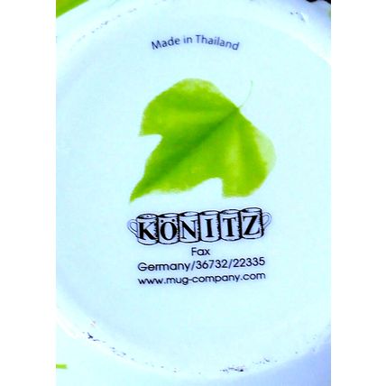 Konitz Tea Drinking Mug Leaves Word Tea All Over Porcelain Mug Made In Thailand