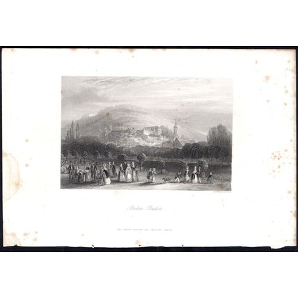 BADEN BADEN 1835 Albert Henry Payne - H. Bibby ANTIQUE ENGRAVING