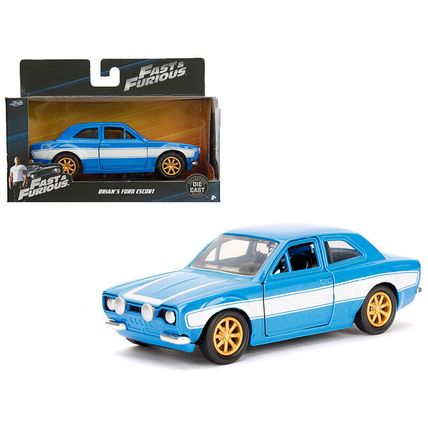 Brian's Ford Escort Light Blue with White Stripes "Fast & Furious" Movie 1/32...