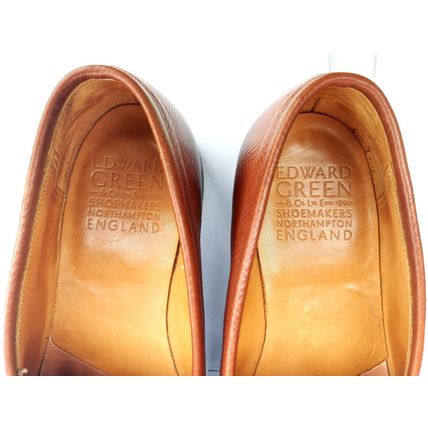 EDWARD GREEN MENS CHESTNUT GRAIN ANTIQUE CALF LEATHER LOAFERS & SOLE 7 1/2/8 E