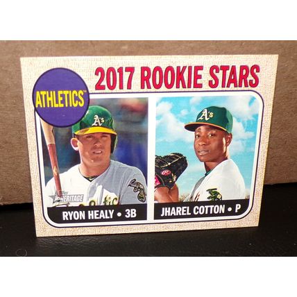 TOPPS HERITAGE 2017 ATHLETICS ROOKIE STARS RYON HEALY/JHAREL COTTON CARD #199