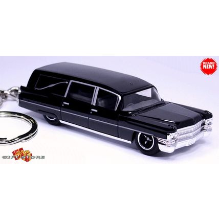 RARE KEYCHAIN BLACK CADILLAC FLEETWOOD HEARSE ✝️ FUNERAL GOTHIC COACH