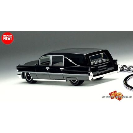 RARE KEYCHAIN BLACK CADILLAC FLEETWOOD HEARSE ✝️ FUNERAL GOTHIC COACH