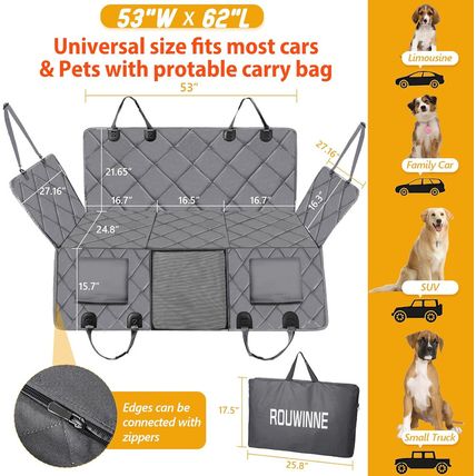 Back Seat Extender for Dogs-Large Space, Dog Car Seat Cover Hard Bottom Holds 42