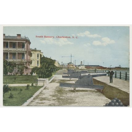 Charleston South Battery Civil War Cannon & Balls early 20th C RPPC