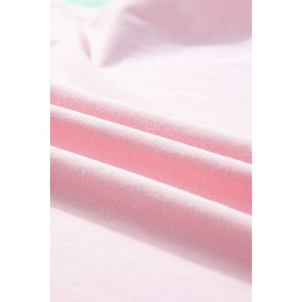 Pink Color Block Half Sleeve O Neck Plus Size T Shirt