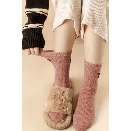 Gossamer Pink Bowknot Detail Ribbed Winter Stockings